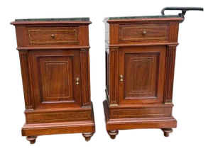 Pair of 19th Century French Cupboard Side Tables With Marble Tops