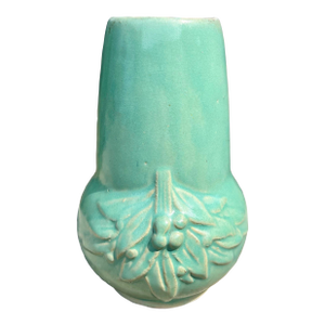 1930s McCoy Sage Green Leaves & Berries Art Pottery Vase