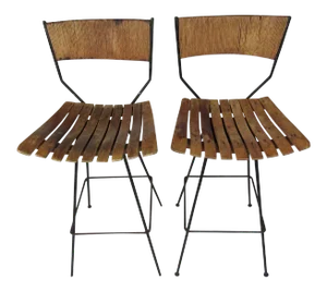 Arthur Umanoff Swivel Slat Stools for Raymor - a Pair