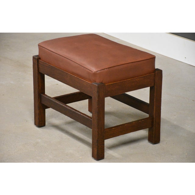 L. & J.G. Stickley, Inc. 1910s L&jg Stickley Oak Mission Arts and Crafts Footstool Ottoman For Sale - Image 4 of 8