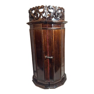 Antique 19thC Italian Sephardic Torah Case Tik Hand Carved Wood J Greenstein Prov For Sale