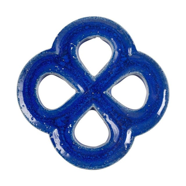 1960s Deep Blue Glazed Stoneware Wall Relief from Gustavsberg, 1960s For Sale - Image 5 of 5