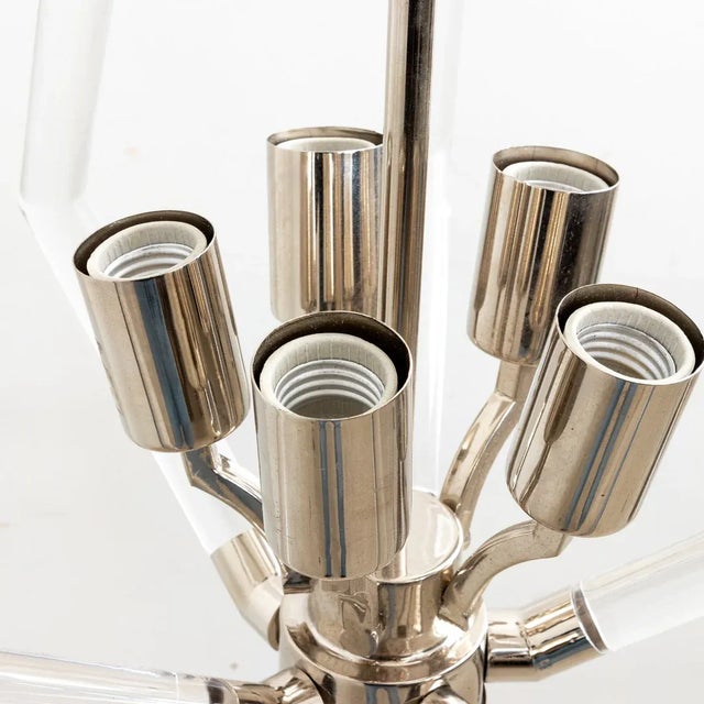 Lucite and Chrome Chandelier For Sale In New York - Image 6 of 7