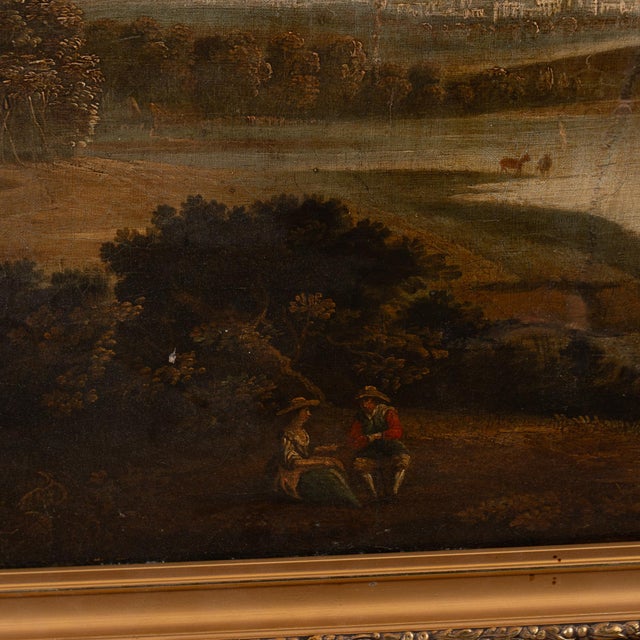 18th-Century Original Italian Landscape Oil on Canvas Painting For Sale - Image 10 of 13