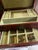 Up for your consideration is a beautiful vintage Asian style wooden green velvet lined jewelry box. This would look lovely...