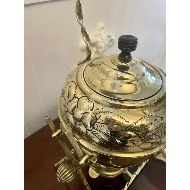 Antique Victorian Brass Spirit Kettle on Stand, 1880 For Sale - Image 4 of 11