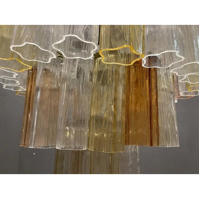 Large Multicolored Murano Glass Tube Tronchi Chandelier, 1970s For Sale - Image 4 of 9
