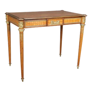 Fine Quality Bronze Mounted Cherubs Putti Marquetry Inlaid Kingwood Writing Desk