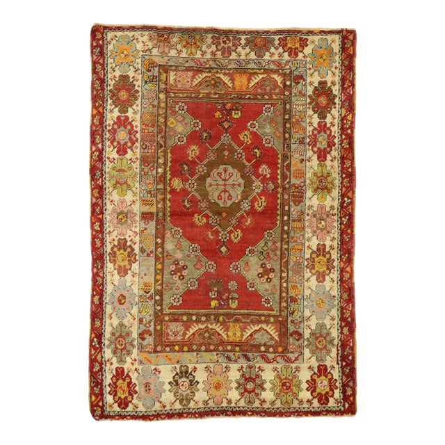 Vintage Turkish Oushak Rug, 03'05 X 05'00 For Sale
