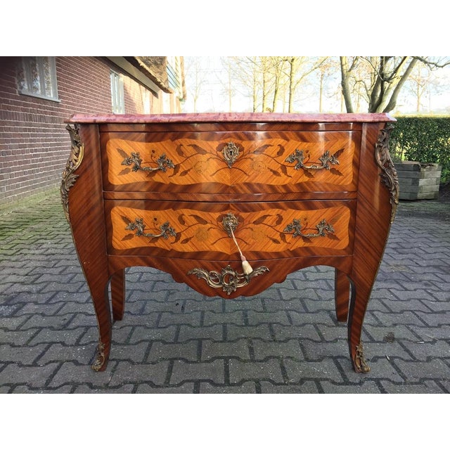 1900s French Louis XVI Fruitwood Marble Commode 1pc For Sale - Image 14 of 14