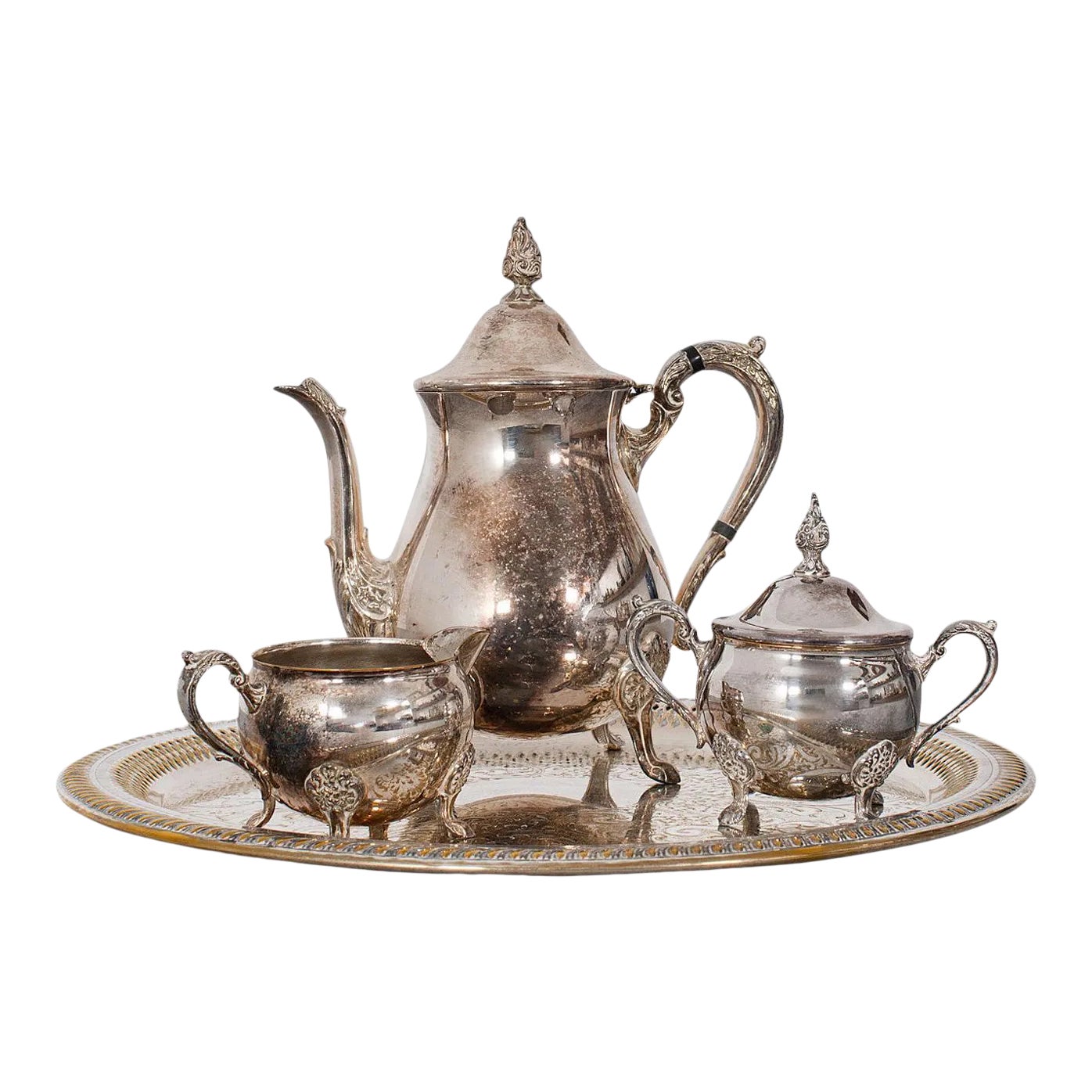 Edwardian Antique Silver Plated Afternoon Tea Service Set