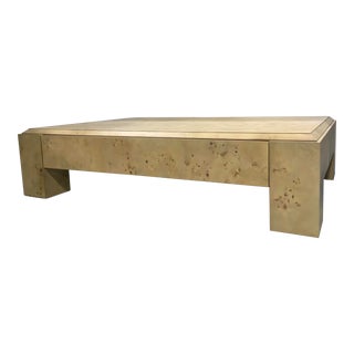 Kara Man for Baker Sand Finished Burl Wood Block Cocktail Table For Sale