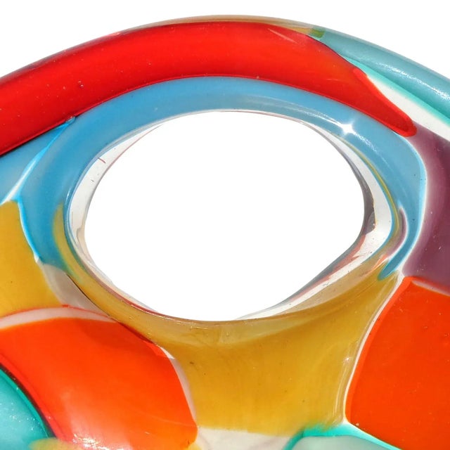 Murano Vintage Murano Rainbow Colors Pezzato Design Italian Art Glass Mid Century Centerpiece Bowl For Sale - Image 4 of 7