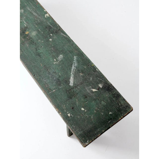 Antique Primitive Green Farmhouse Bench For Sale - Image 12 of 13