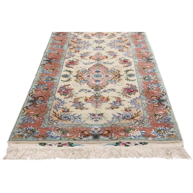 Vintage Persian Tabriz Wool & Silk Rug, 02'08 X 12'11 For Sale - Image 4 of 9