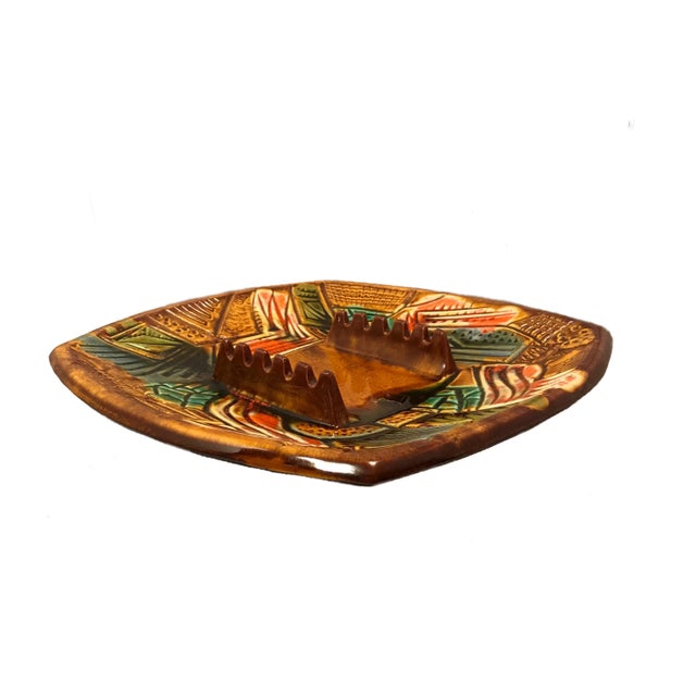 Abstract Vintage California Studio Pottery Ashtray With Gorgeous Colors For Sale - Image 3 of 6