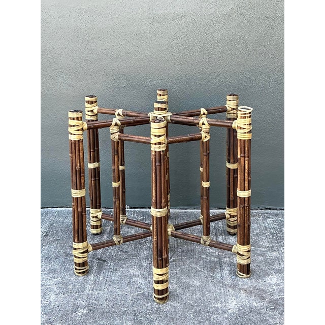 Vintage Bundled Rattan Dining Table Pedestal For Sale - Image 11 of 12