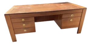 Danish Mid Century Modern Teak Executive Desk by D-Scan Unmarked