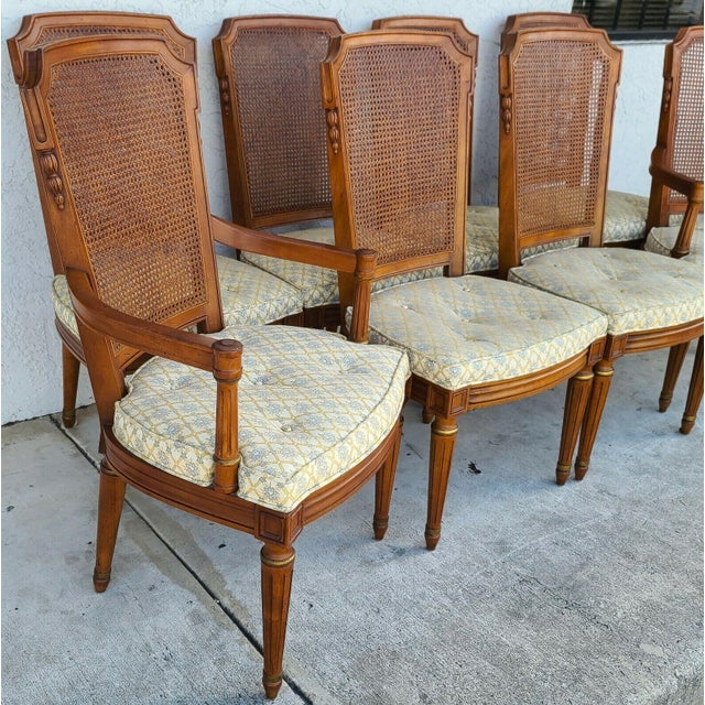 Vintage Henredon Italian Style Cane Back Dining Chairs Set of 8