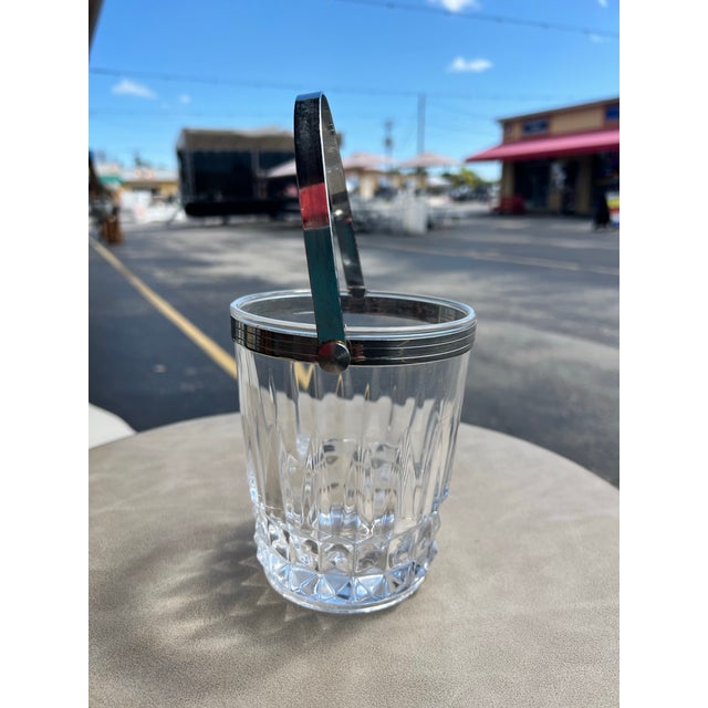 Mid-Century Modern 1960s Mid-Century Modern Cristal d'Arques France Crystal Ice Bucket Silver Chrome Handle Barware For Sale - Image 3 of 5