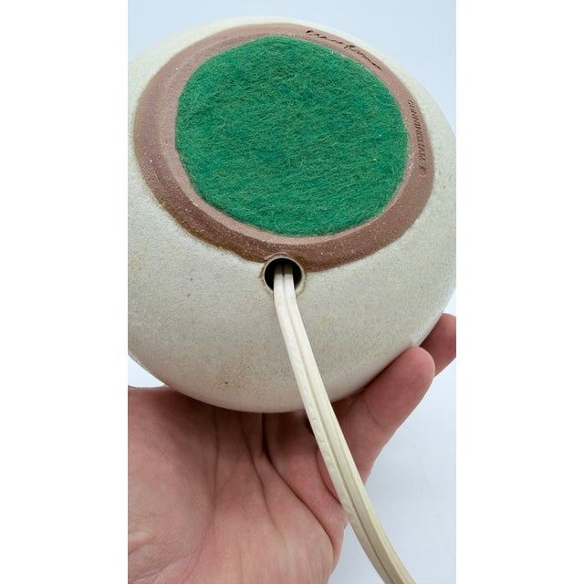 Vintage Steve & Miky Cunningham Studio Pottery Sphere Ball Lamp, Iowa, Circa 1980s–1990s For Sale - Image 11 of 15