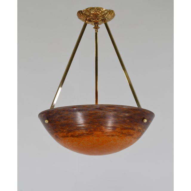 Muller Frères French Art Deco Pendant Light by Muller Freres Gv De Croismare 1920s France For Sale - Image 4 of 11