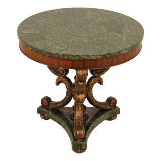 Maitland Smith Round Marble Top Louis XV Center Table For Sale