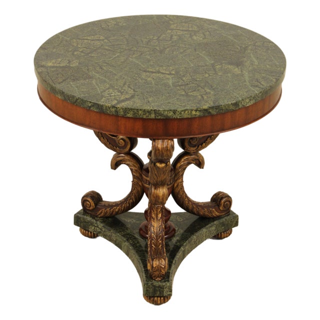 Maitland Smith Round Marble Top Louis XV Center Table For Sale