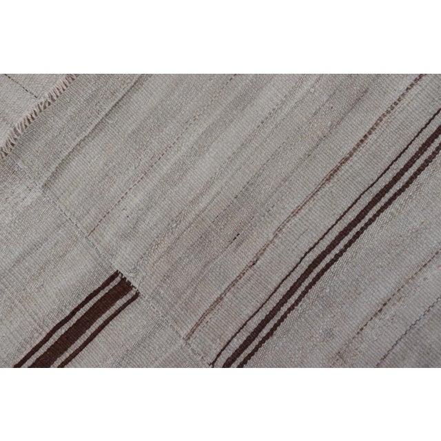Vintage Turkish Striped Kilim Gallery in Brown & Cream 4'2 X 12'8 For Sale - Image 11 of 12