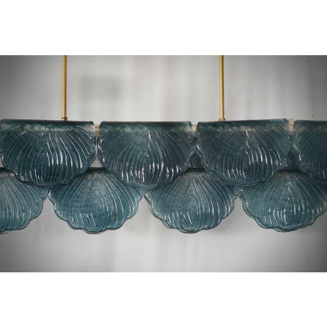 Art Deco Style Rectangular Octane Murano Glass and Brass Chandelier, 2000 For Sale - Image 4 of 11