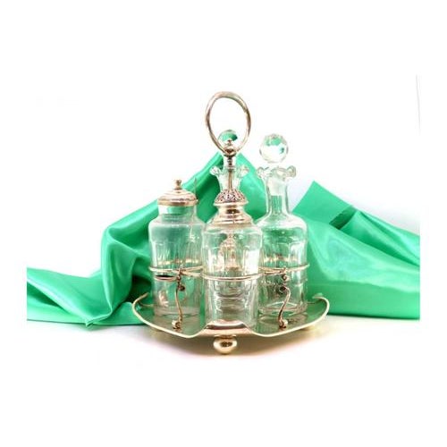 Cruet Set with Silver Structure and Dinnerware Accessories, Set of 5 For Sale - Image 5 of 8
