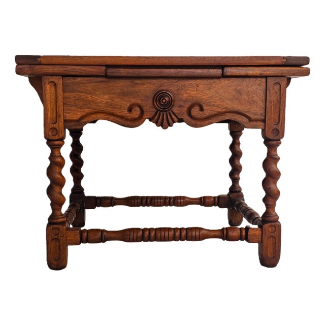 Renaissance Revival Barleytwist Draw‑Leaf Coffee Table by Cochran Chair Co. Adjustable Size For Sale