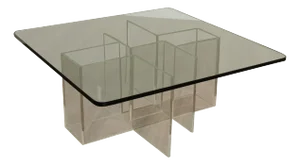 Hollywood Regency Glass Top Lucite Coffee Table