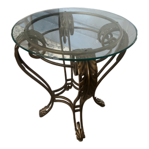 Vintage Glass Top Side Table