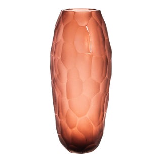 Hand-Blown Murano Battuto Vase in Light Amaretto Small For Sale