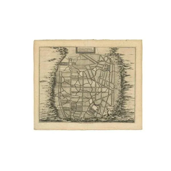 Antique Map of the City of Materan Indonesia by P. Van Der Aa, 1725 For Sale - Image 4 of 5