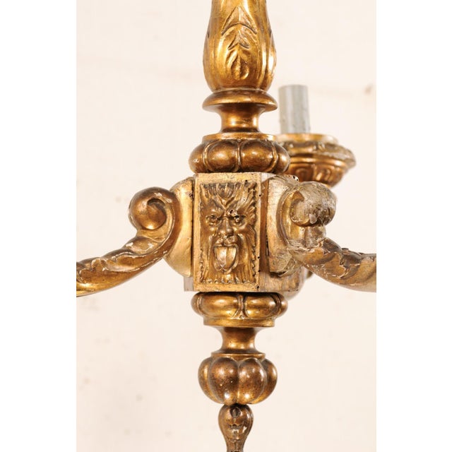 Mid 20th Century French Gilt & Carved Column Chandelier For Sale - Image 9 of 9