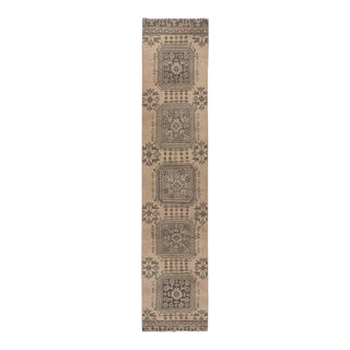 Traditional Tan Turkish Oushak Gallery Runner 2'6" X 10'12" For Sale