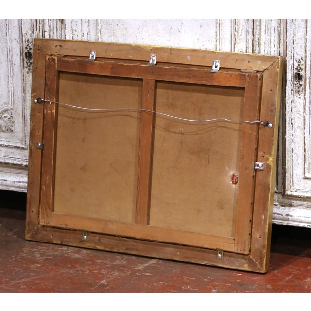 19th Century French Coastal Harbor Marine Oil Painting in Giltwood Frame For Sale - Image 11 of 11