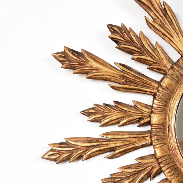 Giltwood Sunburst Wall Mirror, 1950s For Sale - Image 9 of 11