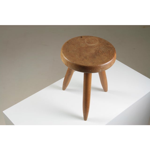 High Ash Stool Berger Model attributed to Charlotte Perriand, France, 1950s For Sale - Image 5 of 18