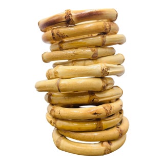 Vintage Bamboo Napkin Rings - Set of 12 For Sale