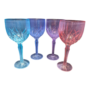 1990s Pastel Crystal Goblets - Set of 4 - Marquis Brookside - Attributed to Waterford