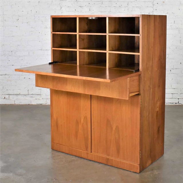 Vintage Scandinavian Modern Teak Drop Front Desk Secretary in a Box 1960-2000 For Sale - Image 13 of 13