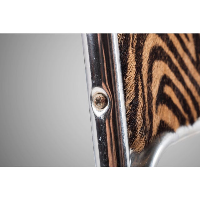 1970s Italian Mid Century Modern Single Chrome Chair With Hair on Hide Seats Attributed to Otto Gerdau, Italy, Circa1970's For Sale - Image 5 of 13