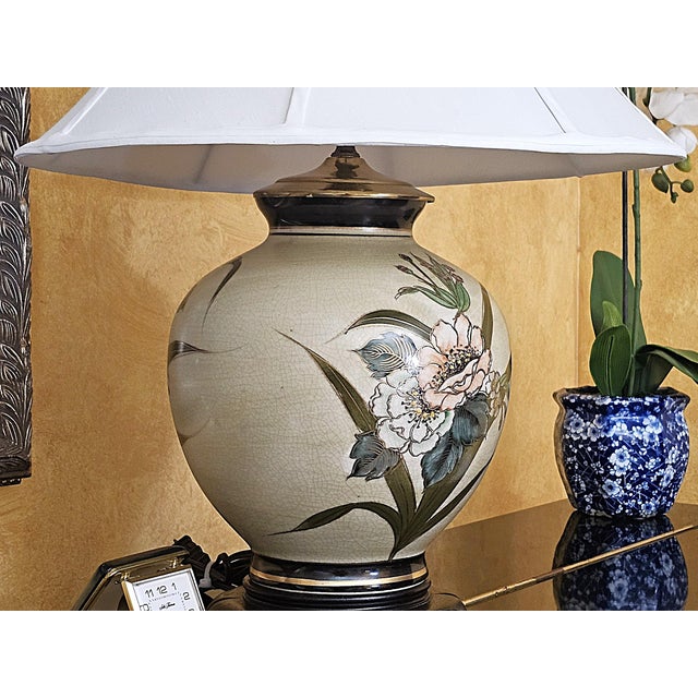 Vintage Heyward House Chinoiserie Floral Ceramic Ginger Jar Table Lamp For Sale - Image 13 of 18