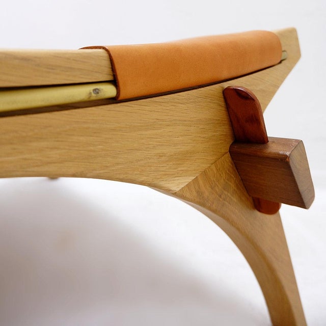 Wood Vintage Scandinavian Style Lounge Chair in Wood and Leather For Sale - Image 7 of 16