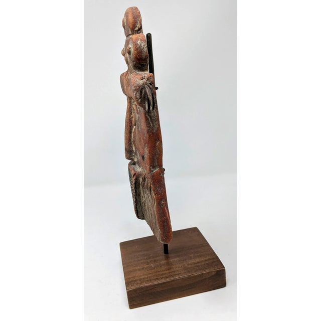 Early 21st Century Rustic European 1970s Inspired Antiqued Terra Cotta Decorative Face Sculpture - Handmade in Honduras - Terracotta, Moroccan, Rustic For Sale - Image 5 of 11