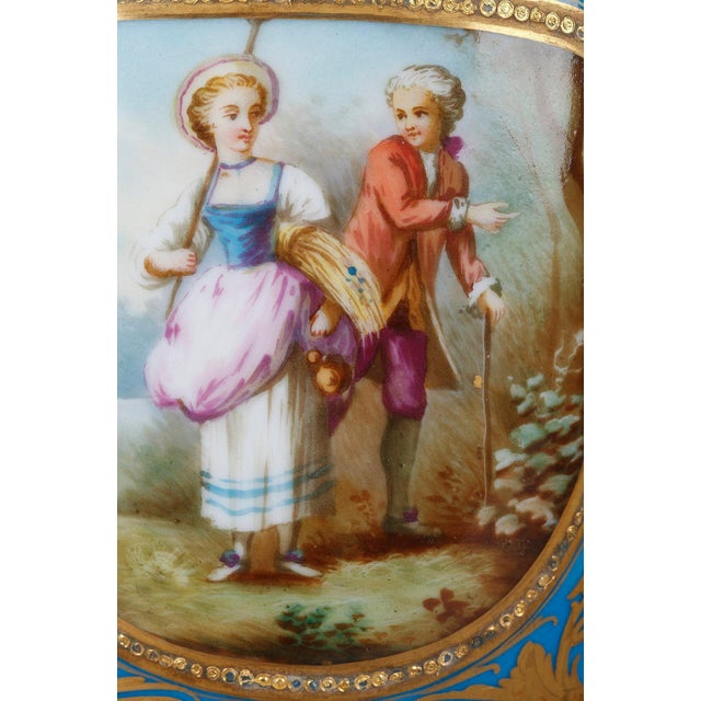 Covered Vases in Polychrome Porcelain in the Style of Sèvres, Set of 2 For Sale - Image 13 of 18