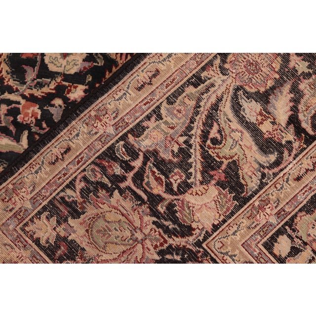 Textile Art Nouveau Floral 1990's Pak-Persian Black/Green Wool Rug - 6'2'' X 9'0'' For Sale - Image 7 of 9